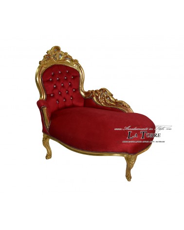 Bank, Gold, burgunderroter Samt, Barocksofa, Swarovski AL3559