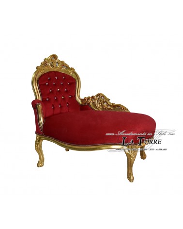 Bank, Gold, burgunderroter Samt, Barocksofa, Swarovski AL3559