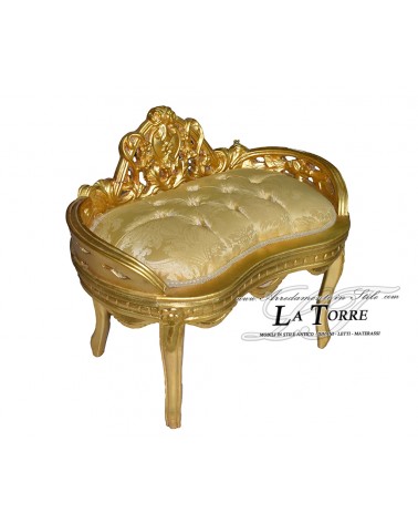Barockbank mit Goldrahmen und goldfarbenem Lilienstoff AR1563