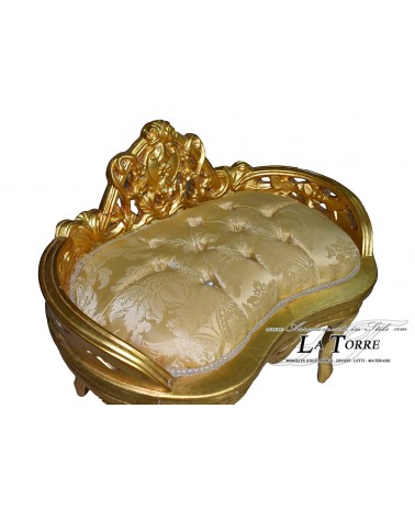 Panca panchetta in stile barocco struttura oro tessuto gigliato oro AR1563