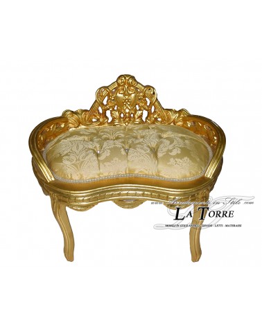 Panca panchetta in stile barocco struttura oro tessuto gigliato oro AR1563