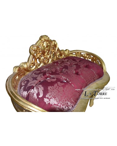 Bench Baroque style bench gold frame lily fabric burgundy AR1563
