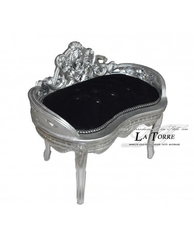 Bench Baroque style bench silver frame black velvet Swarovski AR1563
