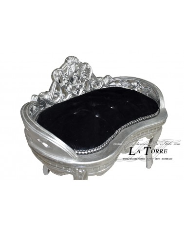 Bench Baroque style bench silver frame black velvet Swarovski AR1563