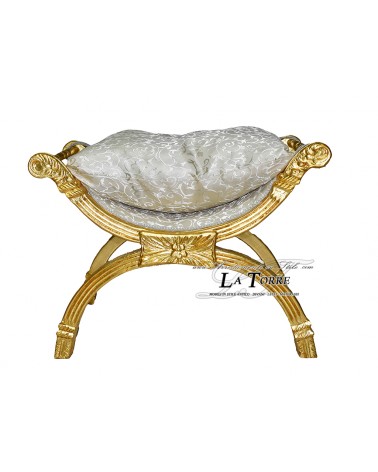 Savonarola Bench Louis XV Stool Gold Fabric Virginia Champagne AR1561