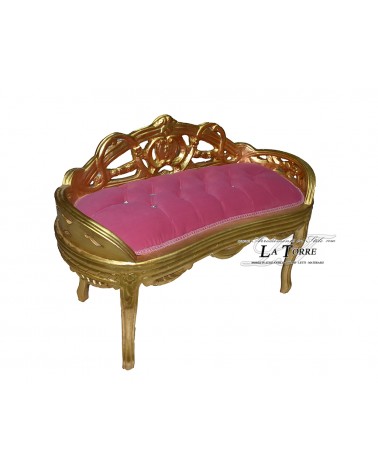 Bench Baroque style bench gold frame velvet fabric wine red AR1563
