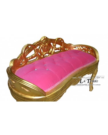 Bench Baroque style bench gold frame velvet fabric wine red AR1563