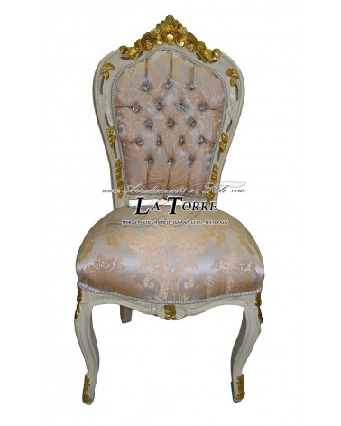 Armchair Chair Still Louis XV Baroque Wood damask fabric swarovski lilies AL1826
