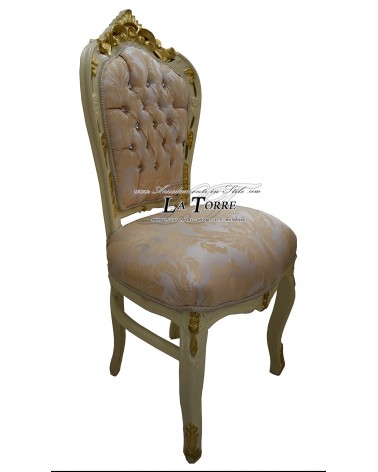 Armchair Chair Still Louis XV Baroque Wood damask fabric swarovski lilies AL1826