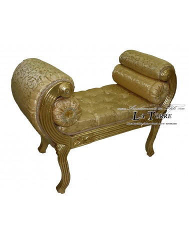 Dormeuse sofa bench Chinese bench gold swarovski damask fabric AR079