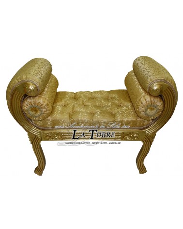 Dormeuse sofa bench Chinese bench gold swarovski damask fabric AR079