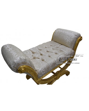 Bench French style bench gold dormouse fabric virginia ivory savonarola AR1417