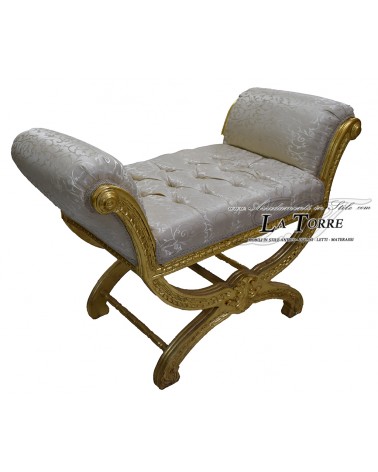 Bench French style bench gold dormouse fabric virginia ivory savonarola AR1417