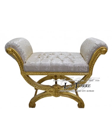 Bench French style bench gold dormouse fabric virginia ivory savonarola AR1417