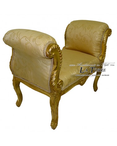 Dormeuse French bench sofa bench wood gold fabric virginia gold k86