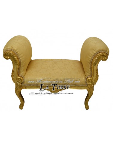 Dormeuse French bench sofa bench wood gold fabric virginia gold k86