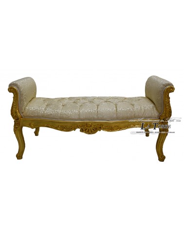 Bench sofa bench baroque wood gold fabric virginia ivory AL1892