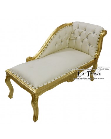 Dormeuse Roman bench sofa bench wood gold leaf eco-leather ivory swarovski K85