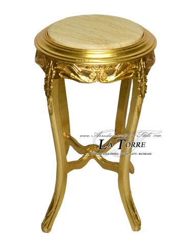 Baroque gold leaf solid wood marble ivory base table h70 LT3060