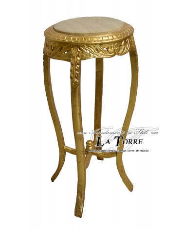 Baroque gold leaf solid wood marble ivory base table h90 LT3061