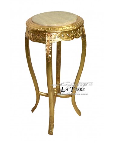 Tavolino Alzatina barocco foglia oro legno massello marmo avorio h90 LT3061