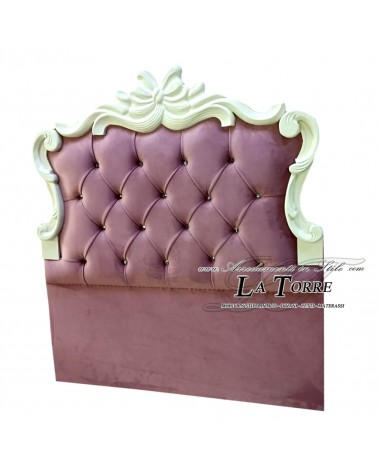 Testiera Testata Letto king size Barocco ecopelle o Tessuto Swarovski legno argento oro qualsiasi colore Elodie