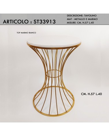 Modern style raised table with gold leaf metal and marble top ST33913