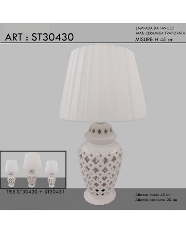 White ceramic table lamp modern classic light H45 lampshade ST30430