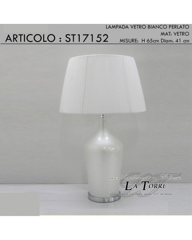 Table lamp pearl white glass ceramic modern classic light H65 lampshade ST17152