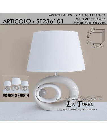 Lampada da tavolo  due ellissi con sfera tre colori ceramica moderno lume abatjour ST236101