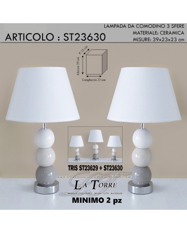 Table lamp pair of lampshades three spheres three colors ceramic modern classic lights ST23630