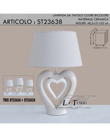 Two-tone heart table lamp ceramic modern lampshade ST23638