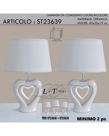 Table lamp pair of two-tone heart lampshades ceramic modern light ST23639