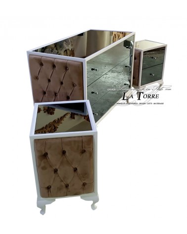 Triptych bedroom night group baroque dresser bedside table mirrored eco-leather or velvet any color RE16