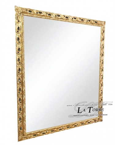 Classic mirror Perforated frame GGo baroque style gold leaf wood framework