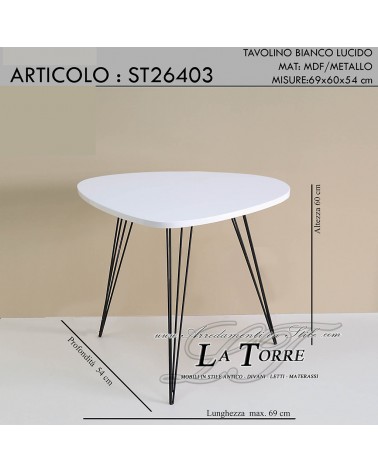 Modern asymmetrical living room console table with glossy white metal feet ST26403