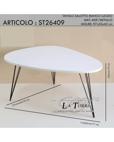 Modern asymmetrical living room table with glossy white metal feet ST26409