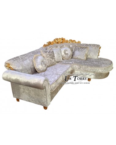 3-Sitzer-Sofa mit Halbinsel und Krone, mit oder ohne Gestell und Barockmatratze, Kunstleder oder Samt, jede Farbe Swarovski AZ14