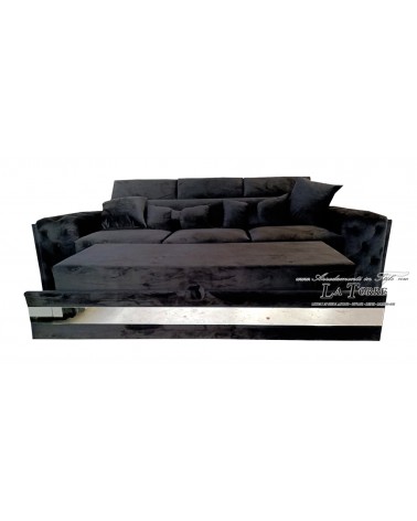 Divano letto 3 posti rete e materasso Chesterfield moderno ecopelle o velluto qualsiasi colore swarovski AZ44