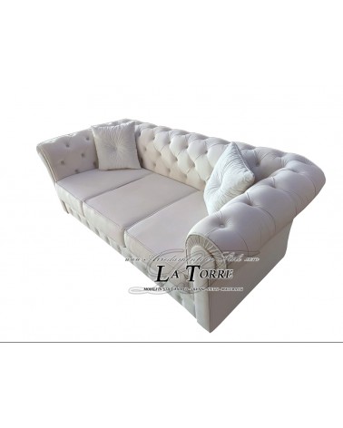 3 seater sofa bed with bed base and mattress Chesterfield modern eco-leather or velvet any color swarovski AZ47