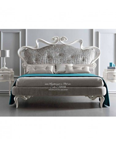 Queen size bed container Baroque velvet or eco-leather white structure any color Mary