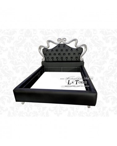 Barockes Queensize-Bett mit Stauraum, Samt oder Kunstleder, silbernes Gestell, jede Farbe Mary