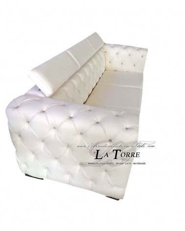 3 seater sofa bed with bed base and mattress Chesterfield modern eco-leather or velvet any color swarovski AZ48