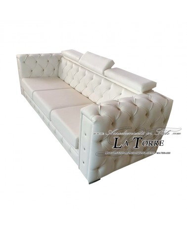 3 seater sofa bed with bed base and mattress Chesterfield modern eco-leather or velvet any color swarovski AZ48