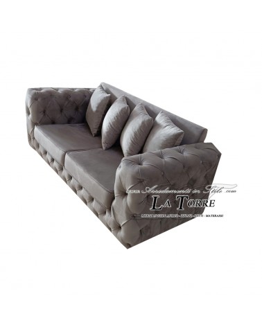 Divano letto 3 posti rete e materasso Chesterfield moderno ecopelle o velluto qualsiasi colore swarovski AZ52