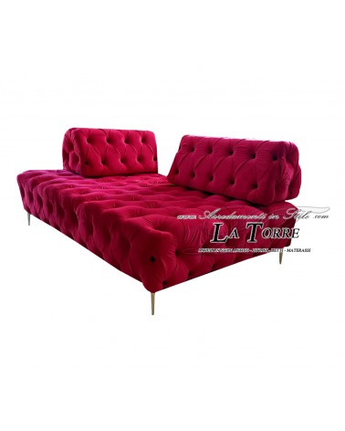 Divano chaise longue 2 posti  Chesterfield moderno ecopelle o velluto qualsiasi colore swarovski AZ53
