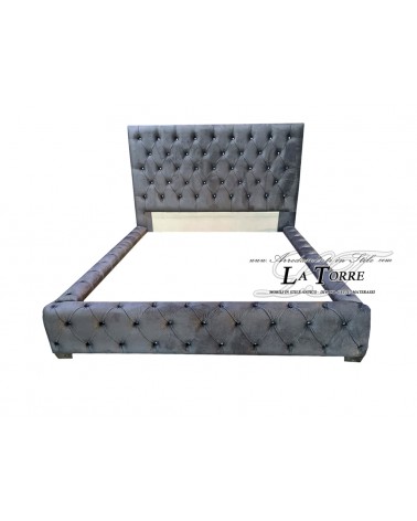 Letto Matrimoniale contenitore Moderno velluto ecopelle grigio qualsiasi colore Seneca
