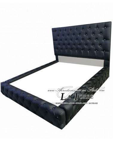 Modernes Stauraumbett Seneca (Queen-Size) aus Samt und Kunstleder in jeder Farbe