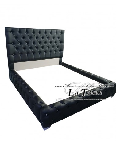 Modernes Stauraumbett Seneca (Queen-Size) aus Samt und Kunstleder in jeder Farbe