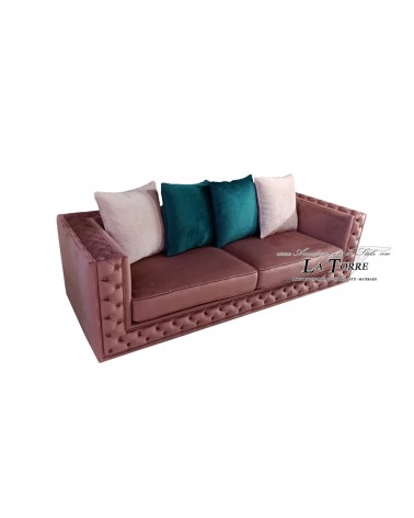 Divano letto 2 posti rete e materasso Chesterfield moderno ecopelle o velluto qualsiasi colore swarovski AZ55